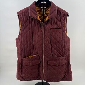 Duluth Trading Co Womens Quilted Vest Burgundy Maroon Full Zip Pockets Large